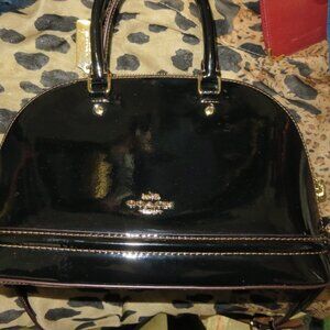 Coach Mini Sierra Black Patent Leather Dome Satchel Crossbody